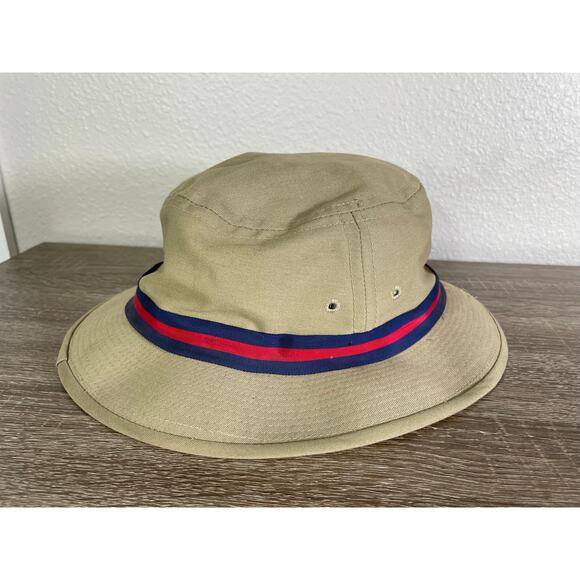 Town Talk Golf Classic Bucket Hat Khaki Red Stripe Made in USA One Size - Picture 12 of 12